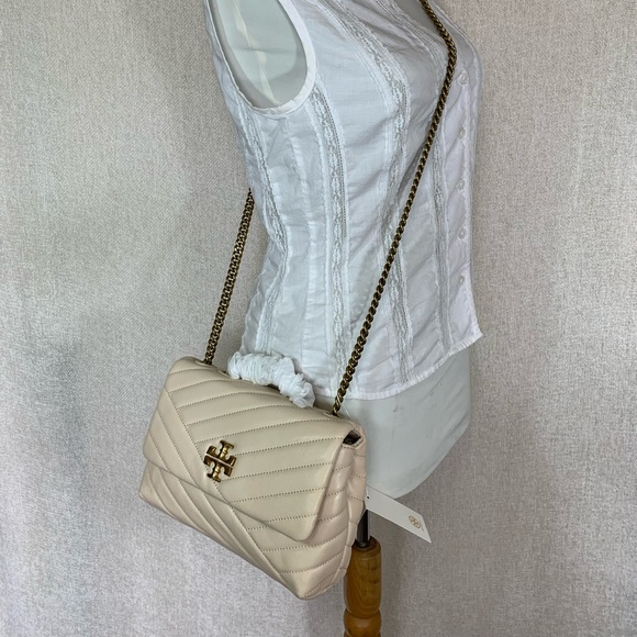 Tory Burch Kira Chevron Cream Leather Small Convertible Shoulder/Crossbody Bag - Picture 16 of 16